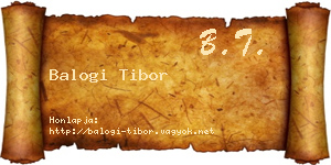 Balogi Tibor névjegykártya